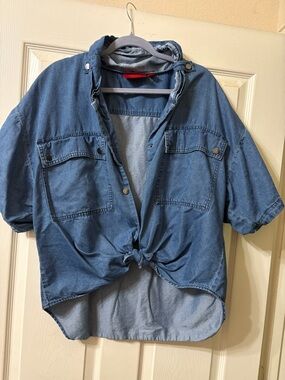 Jennifer Lopez Denim Blue Shirt with Red Label XXL